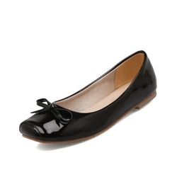 Casual Loafer Shoes For Women Flats Square Toe Sweet Black Nude Red Party Walking Office Ballet Shoes Female Large Size 45 50 52