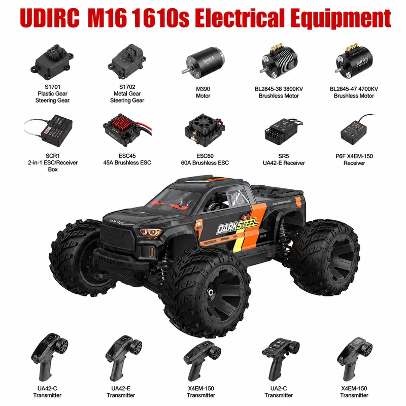 Servo de direction à engrenages métalliques Udirc S1702 pour voiture RC sans balais M16 1610S, pièce de rechange