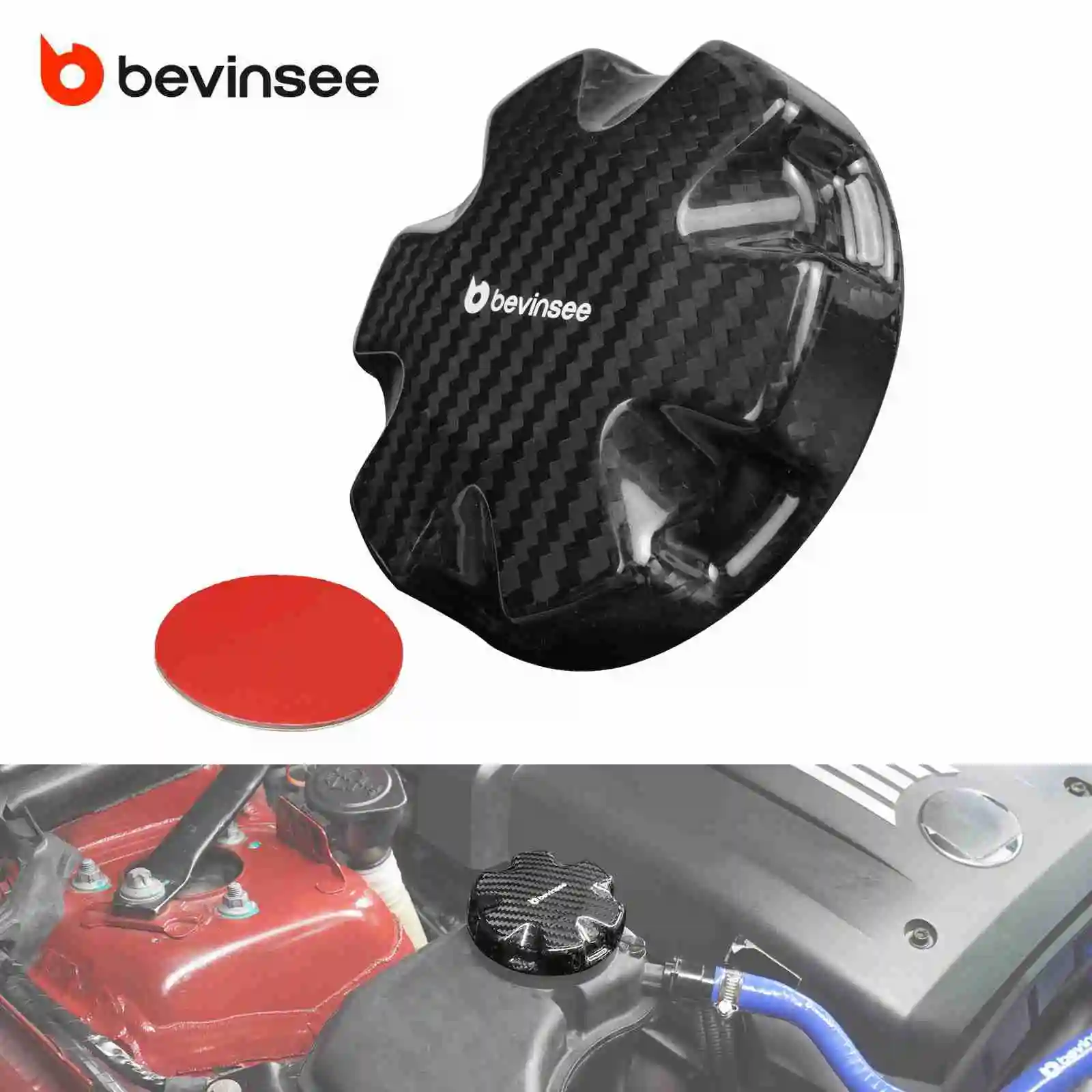 

BEVINSEE Carbon Fiber Coolant Tank Cap Cover For BMW E90 E92 E93 E91 E82 E87 F20 F22 F30 F36 F10 F06 F01 X1 E84 X3 F25 X5 E70 Z4
