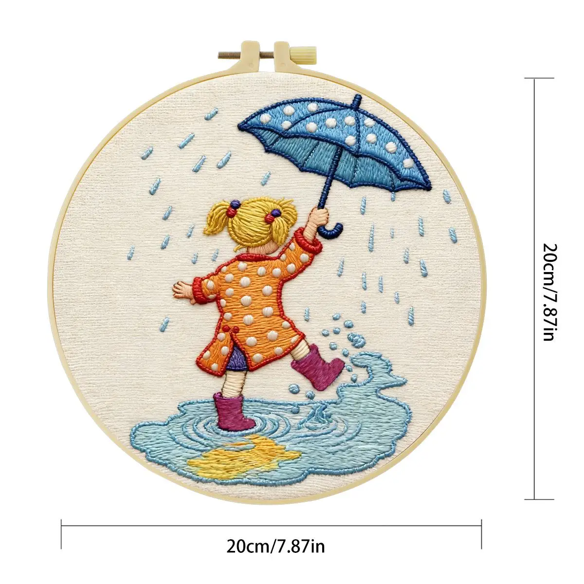 1 Stück 20X20CM/15X15CM 7,87/6,3 Zoll Mädchen-Stickerei-Starter-Kit DIY-Kit DIY-Stickerei-Set Handarbeiten Nähkunst Heimdekoration – Detail 5