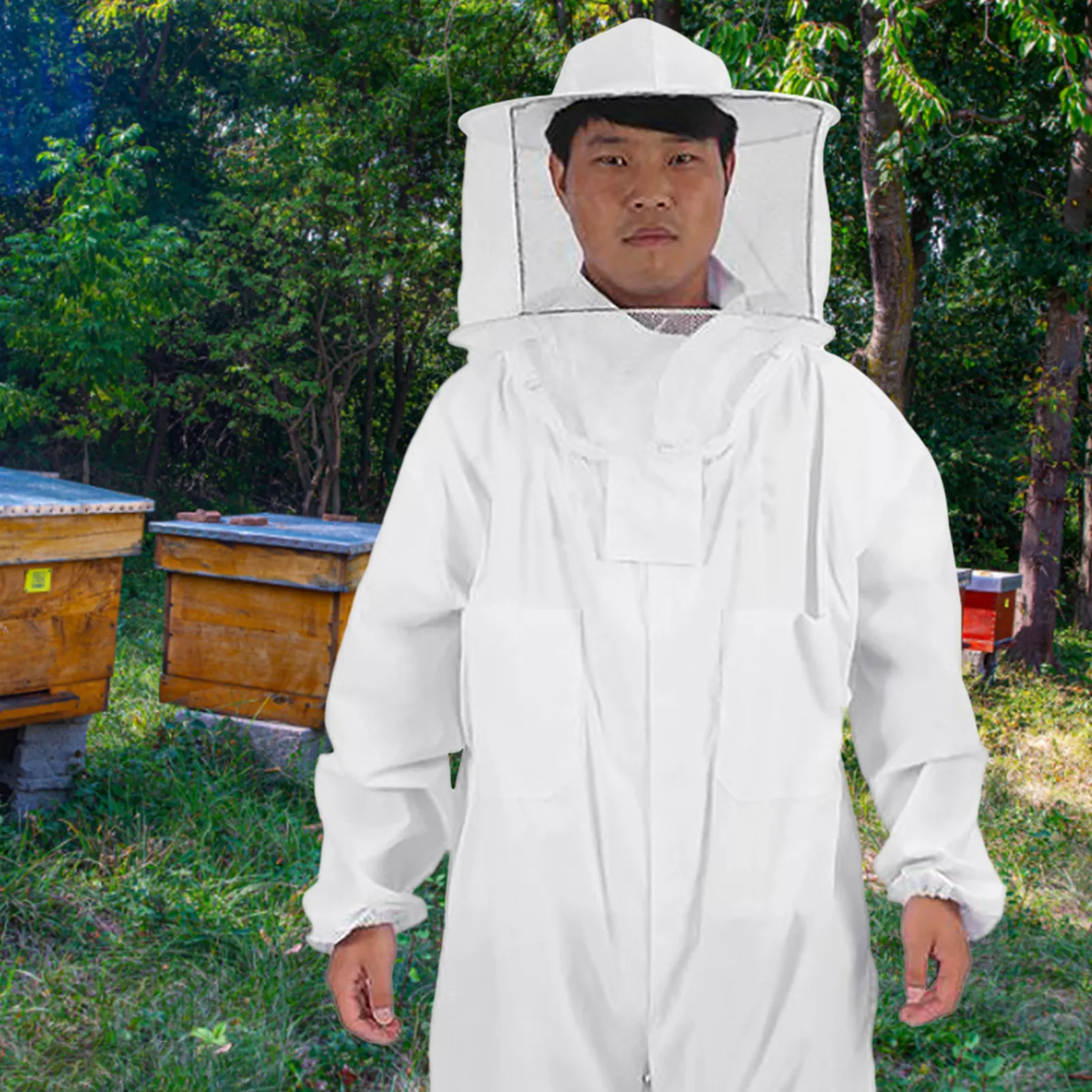 

Beekeeping SuitWhite Beekeeper Clothing Cotton Beekeeping Suit With Round Professional Apiculture Supplies For Beginner