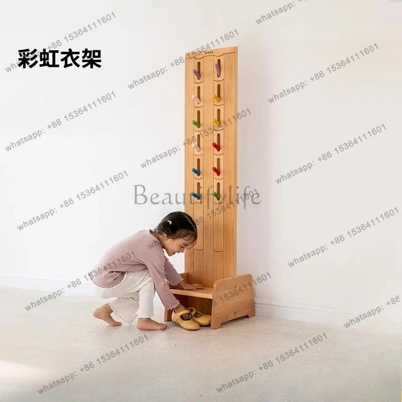 Rainbow hanger floor solid wood vertical children's bedroom bedside coat rack clothes rack