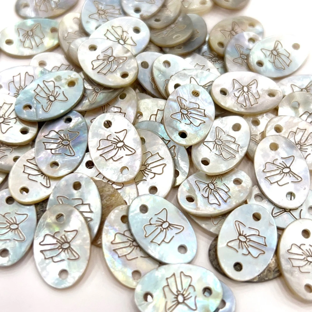 Exquisite Shell Label Button with Bow Pattern for DIY T-shirts Sweaters Hoodies Knitted Tops, Hats and Accessory Embellishments