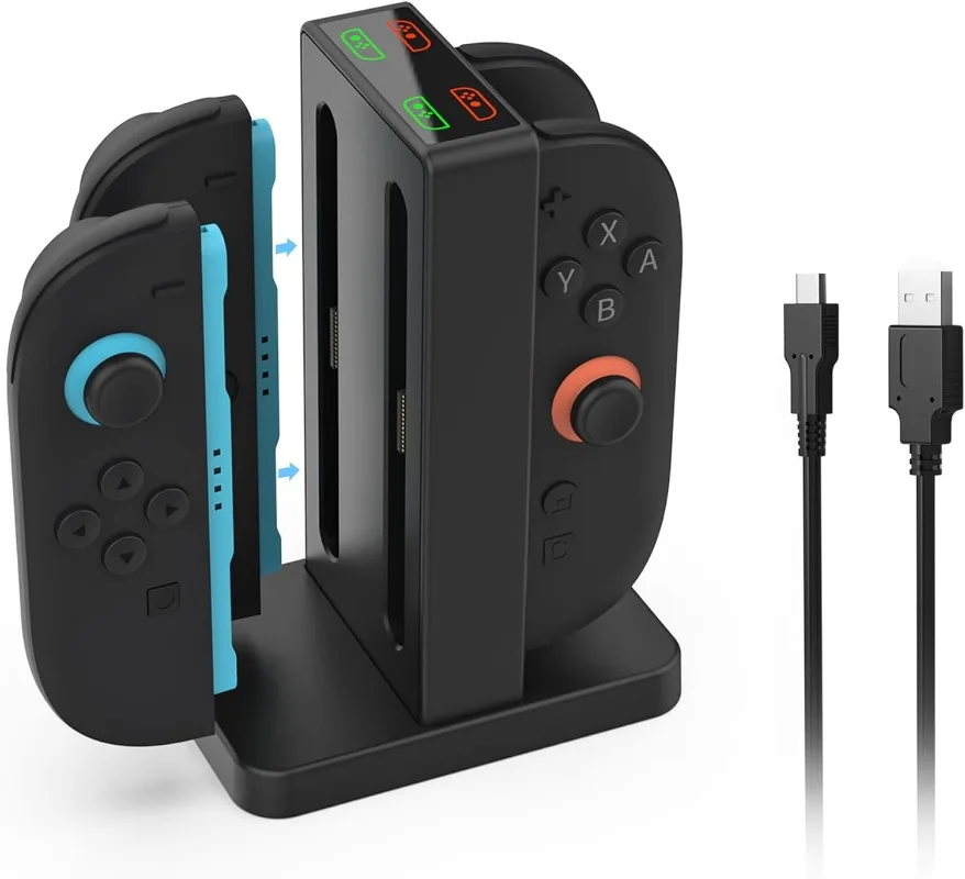 

Charging Dock for Switch 2 JoyCons Controller, Detachable Dock Station with 4 Charging Slots, Magnetic Connection, LED Indicator