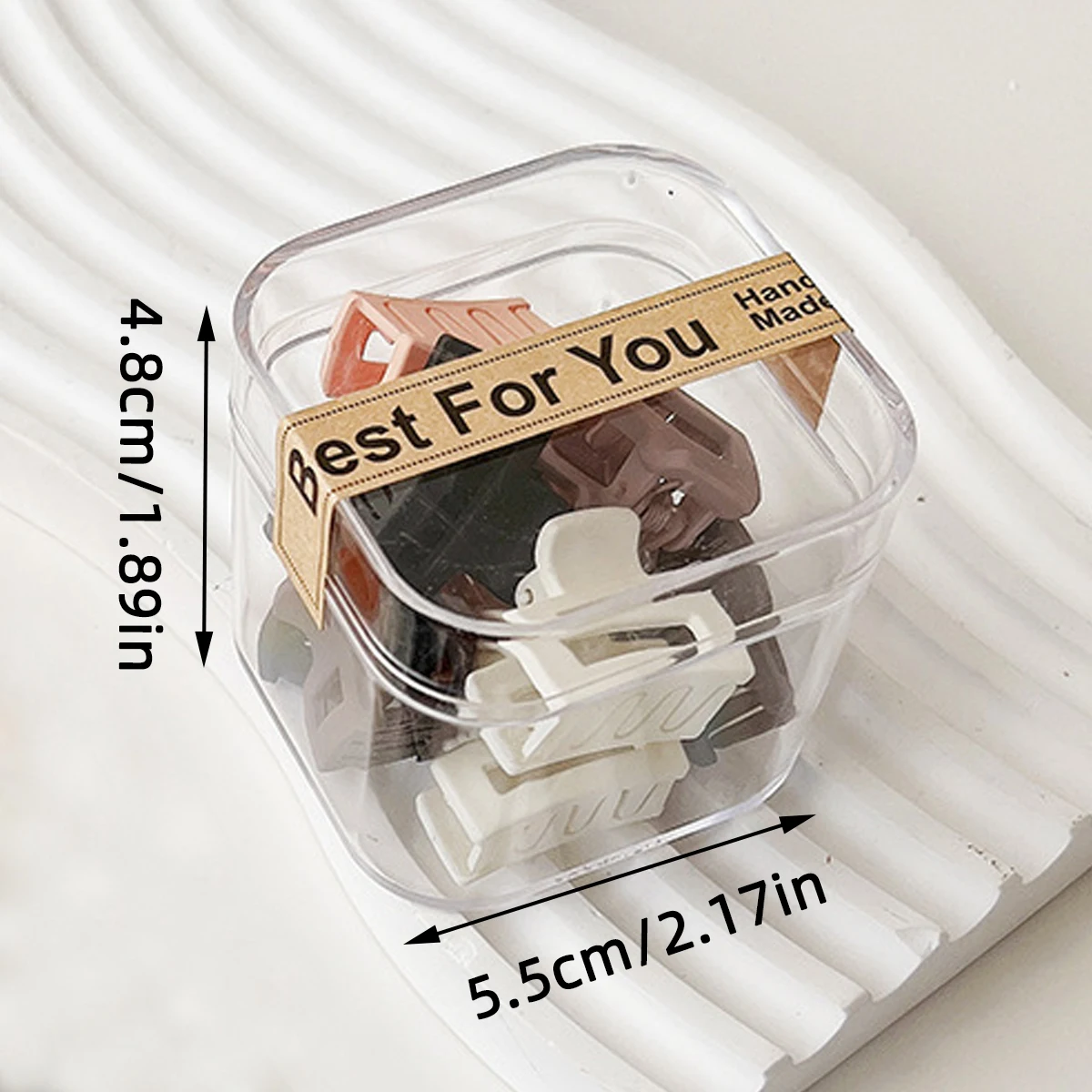 10 قطع صندوق رائع من أنماط مختلفة، دبوس شعر هندسي صغير مع زهور أكريليك مخططة صغيرة، إكسسوارات للرأس #6