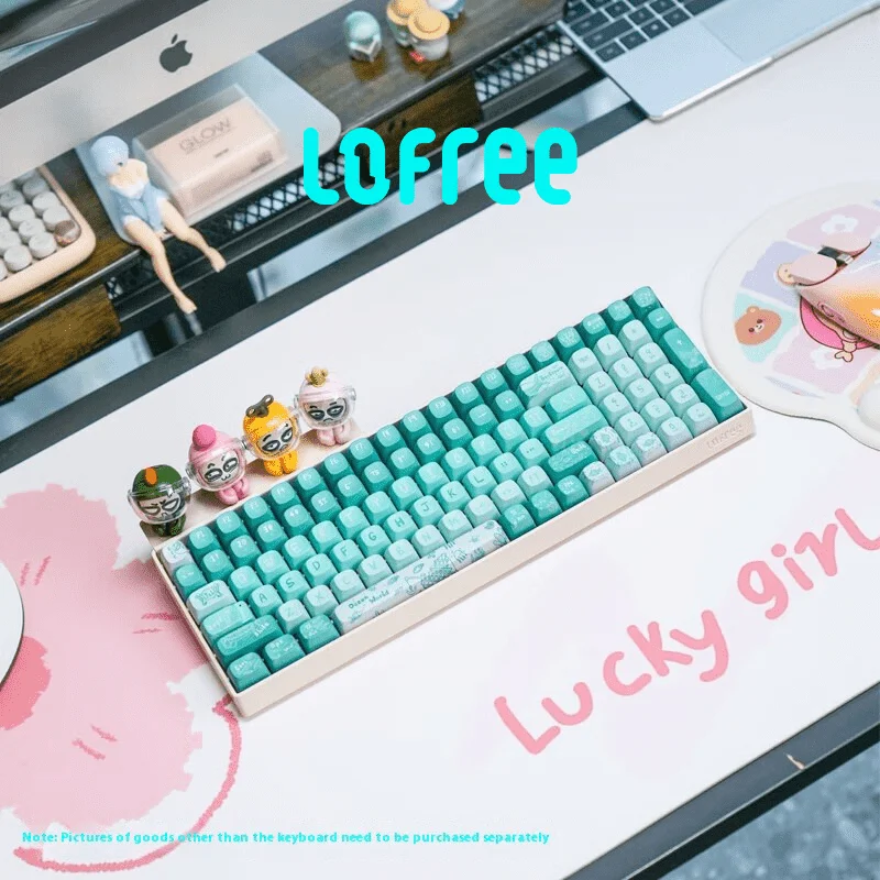 LOFREE 100 Keys Beige Ocean Keycap Tri-Mode Wireless Mechanical Keyboard Hot-Swappable Ergonomic Gaming Keyboard