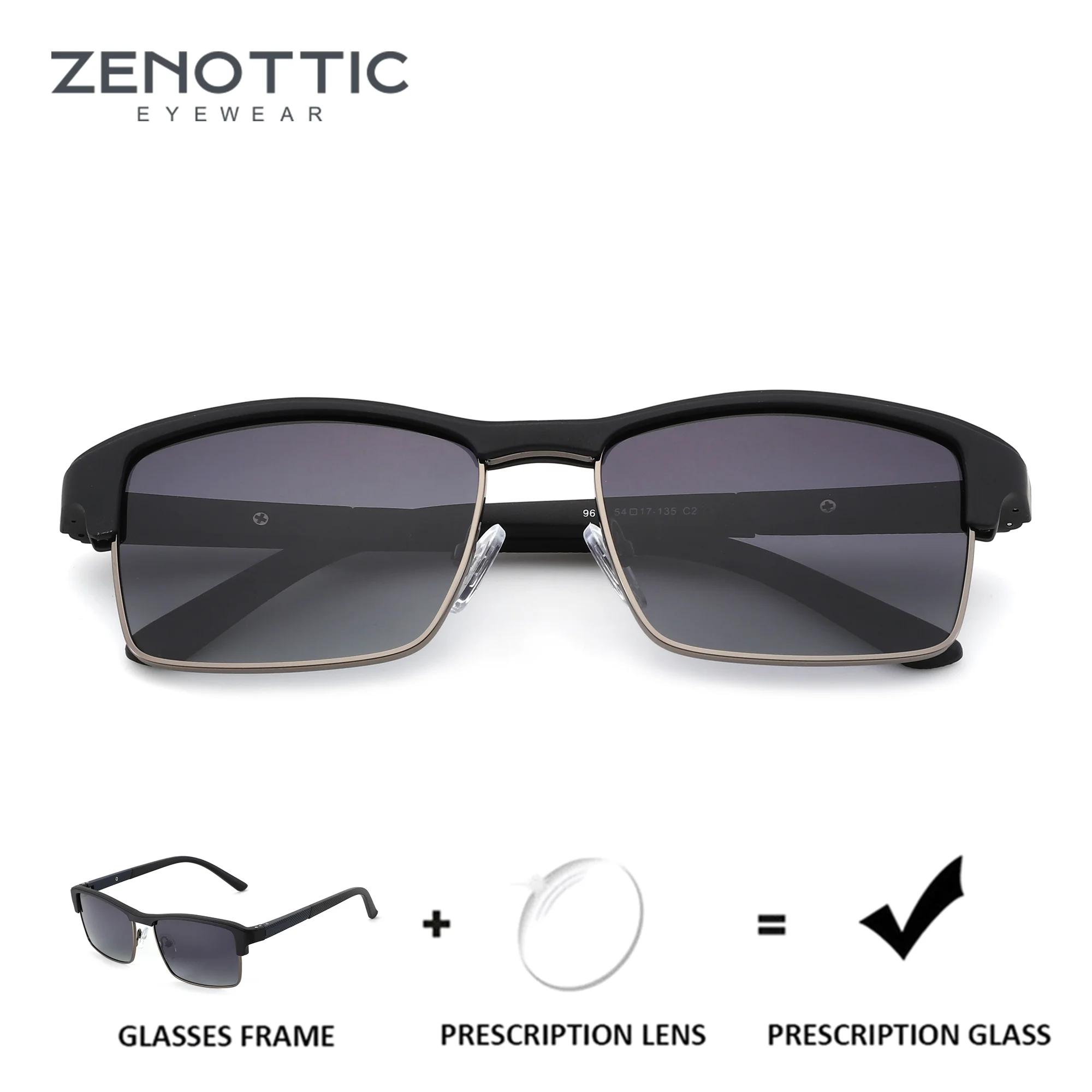 

ZENOTTIC (L Size) Trend Square TR90 UV400 Polarized Sunglasses Prescription For Men Stylish Progressive Optical Sun Glasses