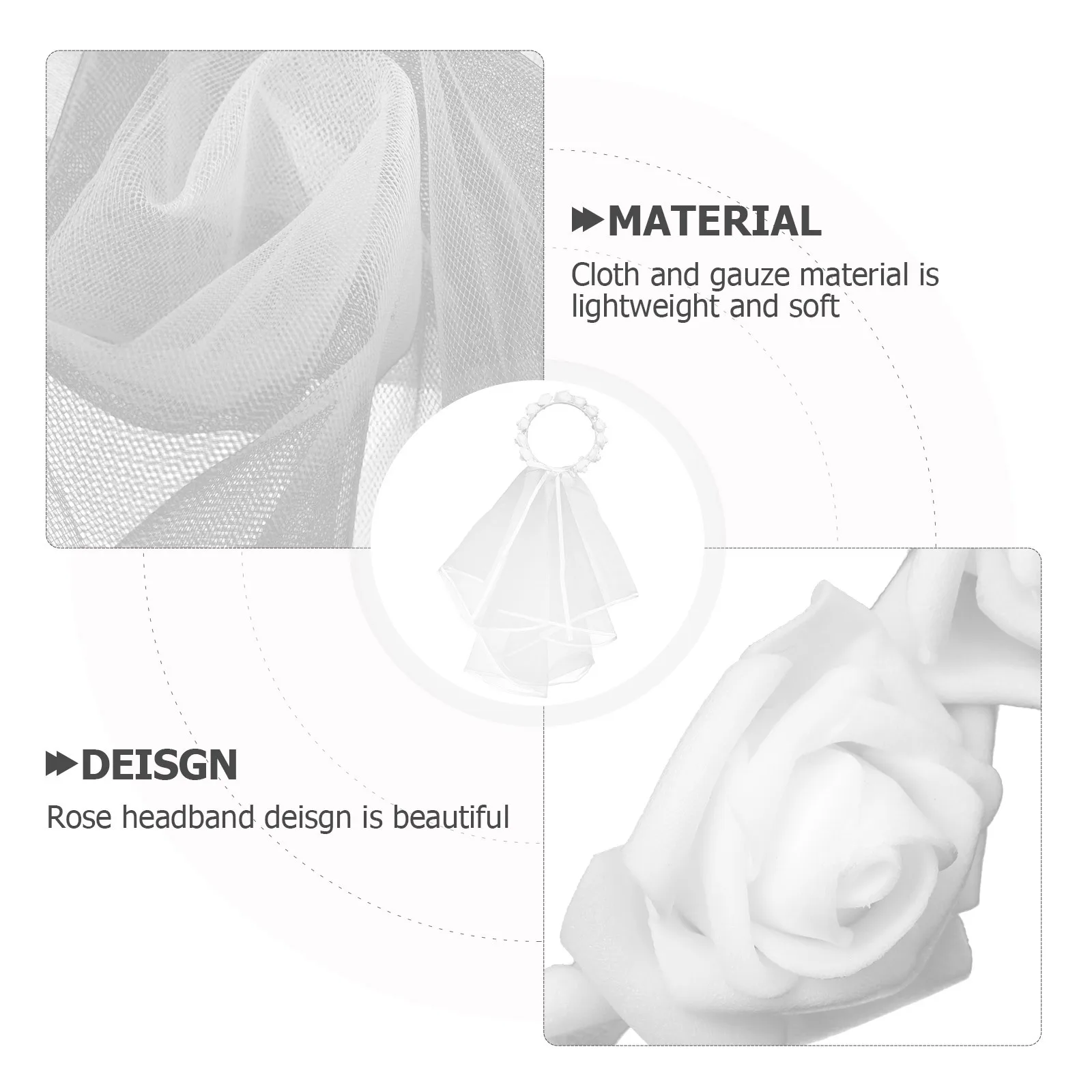 حجاب وردي حجاب زفاف قصير خفيف الوزن وناعم بتصميم عصابة رأس لحفلات الزفاف للعروس والنساء وإكسسوارات إكليل #4