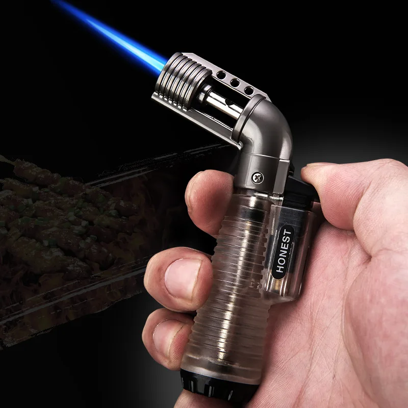 

Portable Metal Windproof Butane Lighter, Blue Flame Turbo Flashlight, Transparent Body, Mini Welding Gun, New, 2023