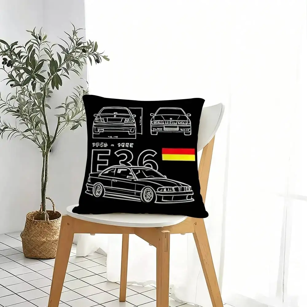 M3 E36  Power Oldtimer Car  Square Double-Sided printed Pillow Case Bedroom Bedside Pillow Sofa Cushion Cover Gift