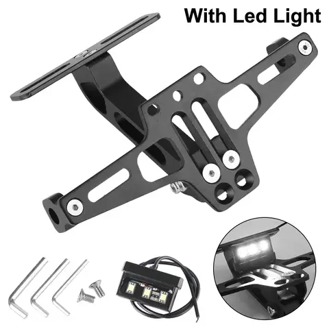Motorcycle License Number Plate Bracket Rear Turn Signal Lamp Holder CNC LED Light Aluminum Fender Eliminator Kits Universal