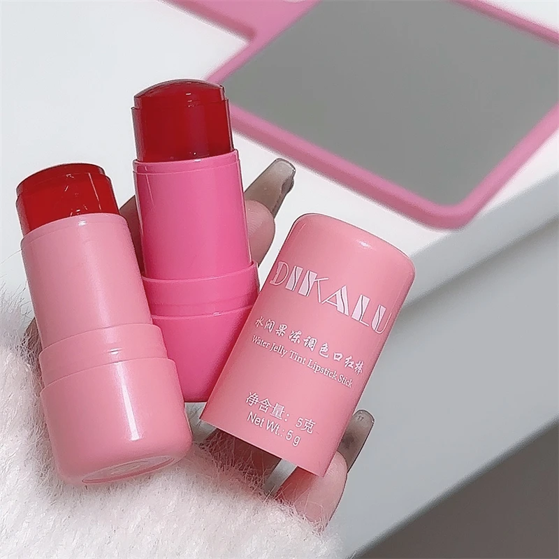 DIKALU جيلي أحمر الخدود عصا الشفاه والخد المضادة للعرق لفترة طويلة لمسة من الحبر الطبيعي المرطب أحمر الخدود الخوخ عارية