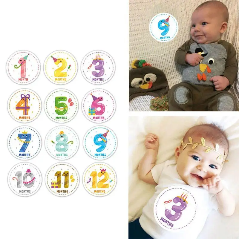 12 PCS Baby Monthly Milestone Stickers حديثي الولادة شارات البطن