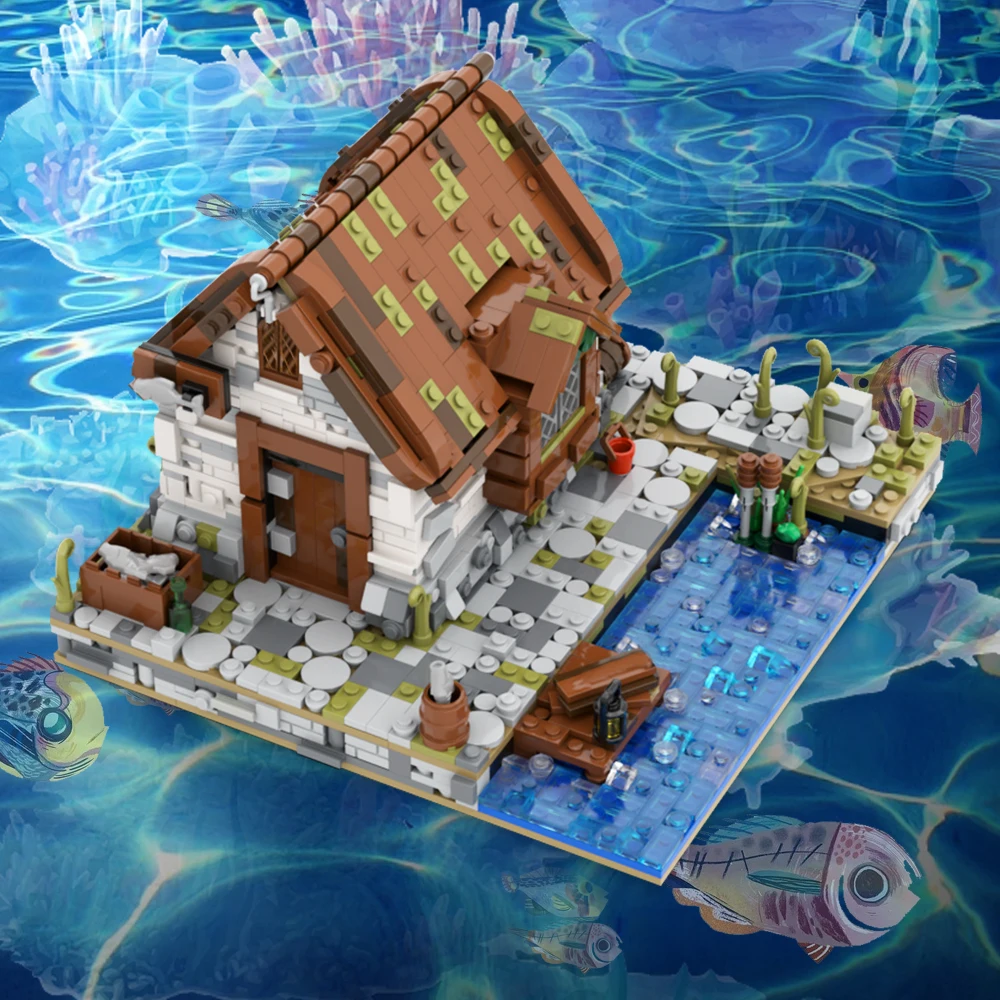 ชุดตัวต่อ Gobricks MOC บ้านชาวประมง สถาปัตยกรรม ชุดตัวต่อท่าเรือ บ้านโจรสลัด บาร์ราคูด้า ของเล่นเสริมพัฒนาการสำหรับเด็ก