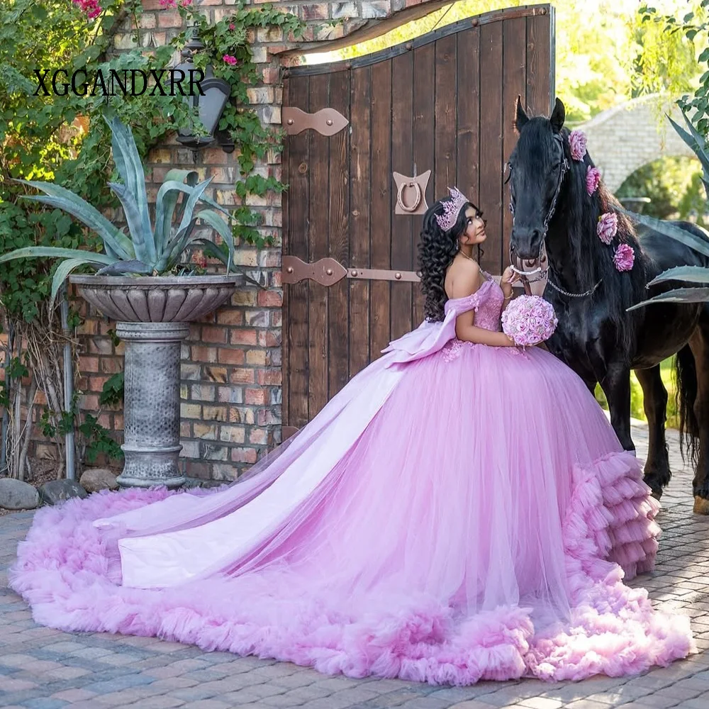 

Розовые платья Quinceanera по индивидуальному заказу 2026 Sweet 15 Платье принцессы с бантом Бальное платье для выпускного вечера Vestidos Birthday Abito Quinceanera XV Azul