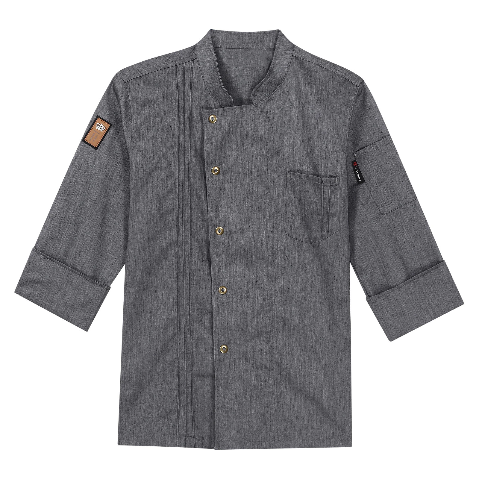 Uniforme de cuisinier à manches longues pour hommes et femmes, veste de chef, col montant, poches, cuisine, restaurant, hôtel, cantine de Chamonix