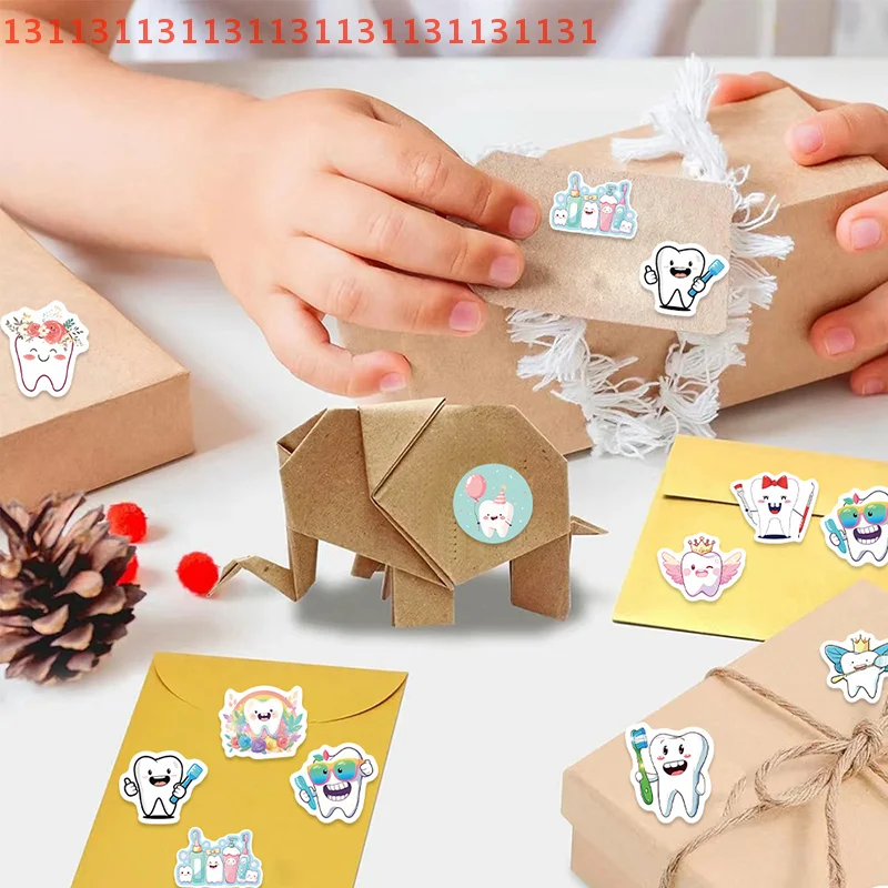 

Для детей, студентов, граффити, канцелярские принадлежности для ноутбука, милые наклейки, подарки для стоматологической клиники, 500 листов/рулон, защищают зубы, мультяшные наклейки