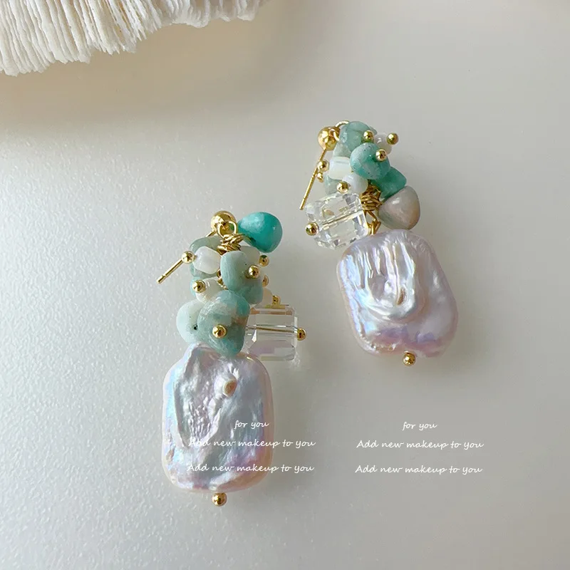Original design Yanyu series special-shaped baroque pearl stud earrings natural charm French elegant aesthetic ear jewelry