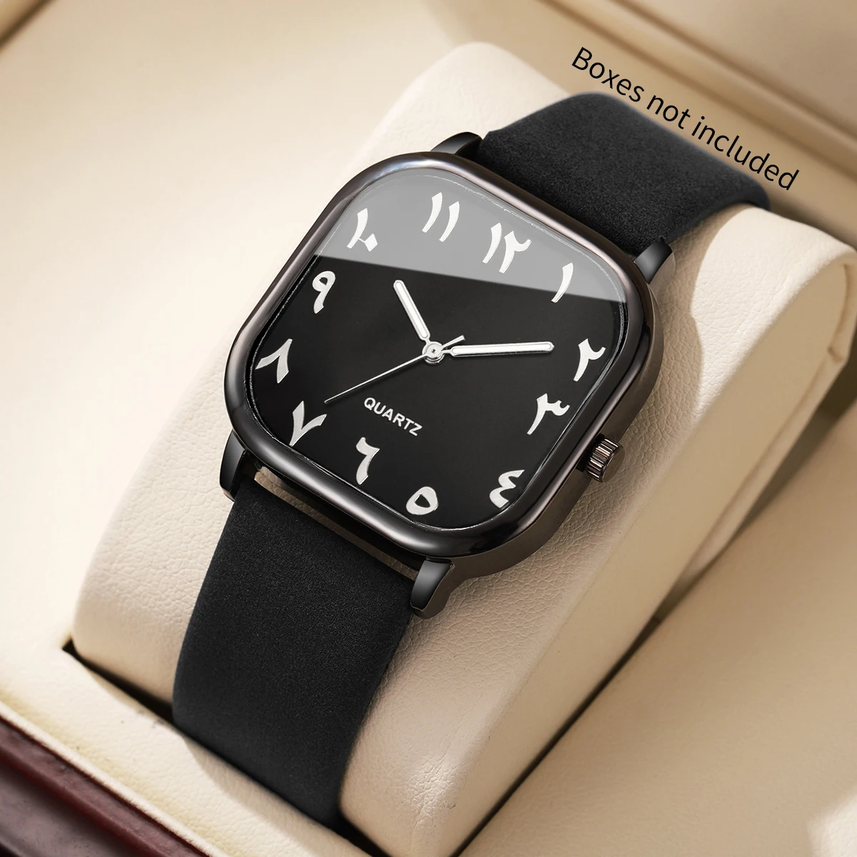 Minimalist Square Men Quartz Watch Arabic Dial Leather Strap Casual Fashion Unisex Clock Relogio Masculino (Without Box)