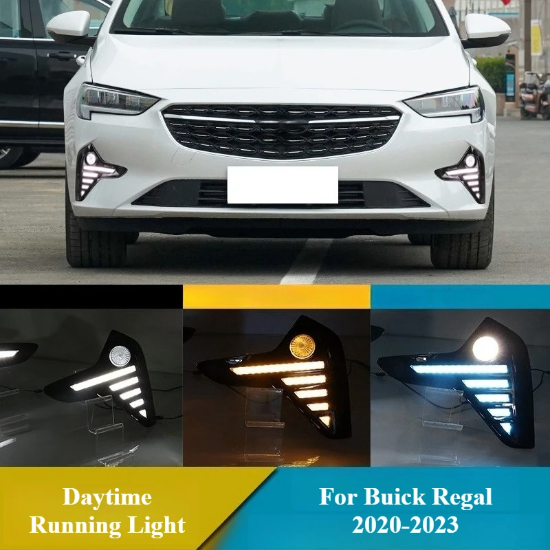 

For Buick Regal 2020-2023 2Pcs Led Daytime Running Light Front Bumper Fog Lamp Brake Light DRL Dynamic Turn Signal 12V Daylights