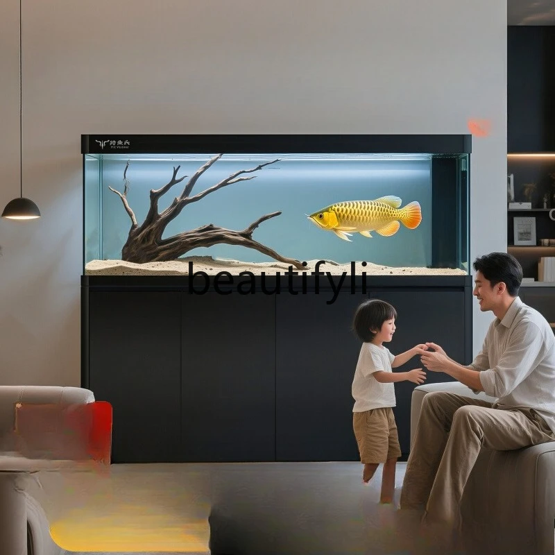 

Bottom Filter Fish Tank New Model Living Room Household Ultra-clear Glass Integrated Arowana Tank