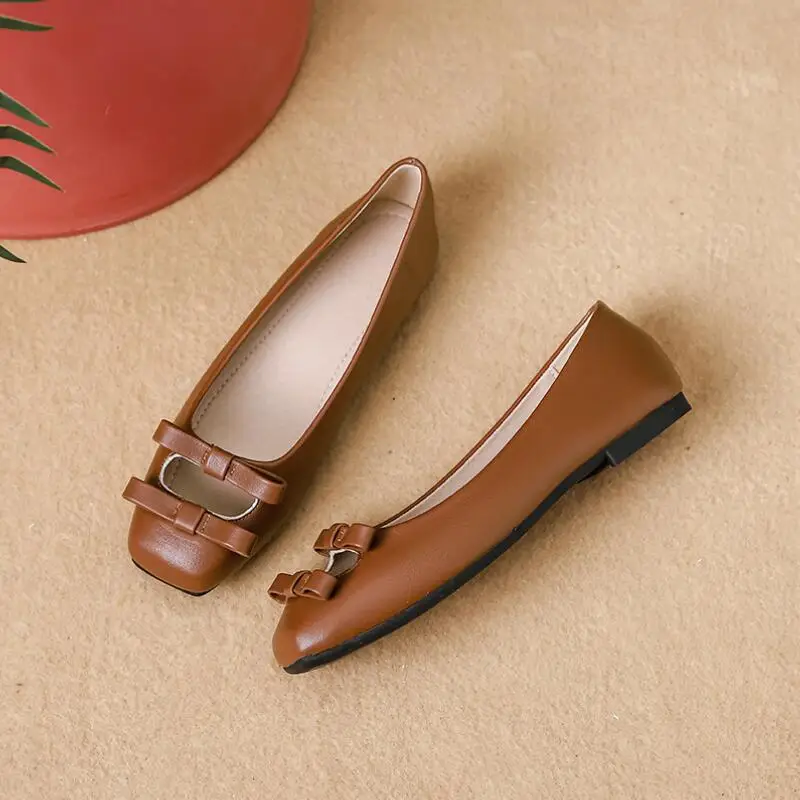 Summer New Loafers Women Flat Heel Shoes Fashion Hollow Out Shallow Ladies Design Bow Square Toe Grandma Soft Shoes Ballerina image 6
