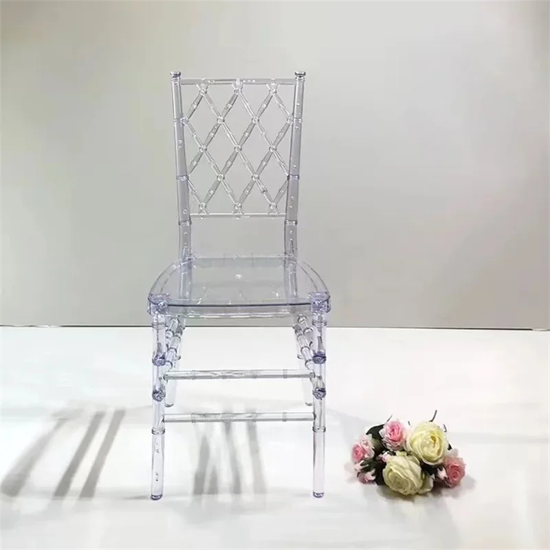 China 100 Pcs Acrylic Transparent Crown Detachable  Tiffany  Chair for Outdoor Wedding Moment Party Gathering Hotel