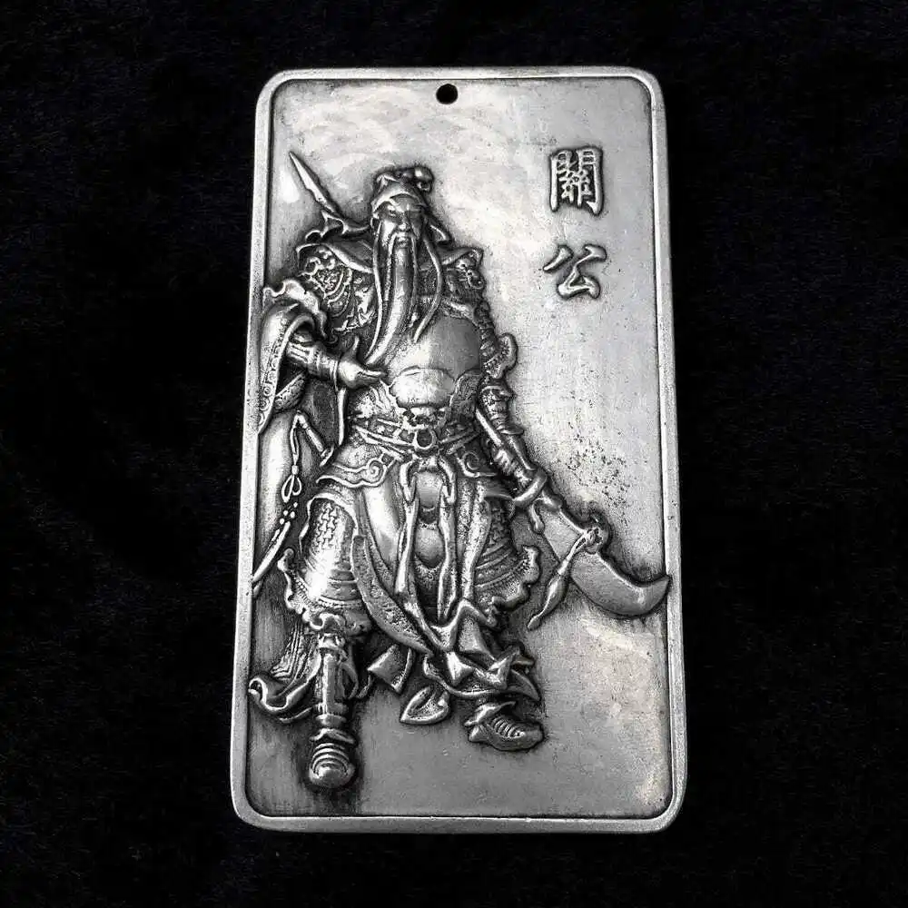 China Exquisite Tibet Silver Carving Guan Yu Pendant Waist Token