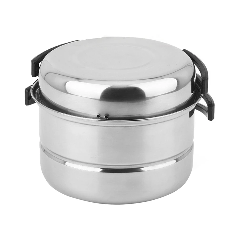 3Pcs Set Outdoor Camping Picnic Pot Stainless Steel Cookware Picnic Pan Set Cooking Tool Set For 2-3 People (Silver)