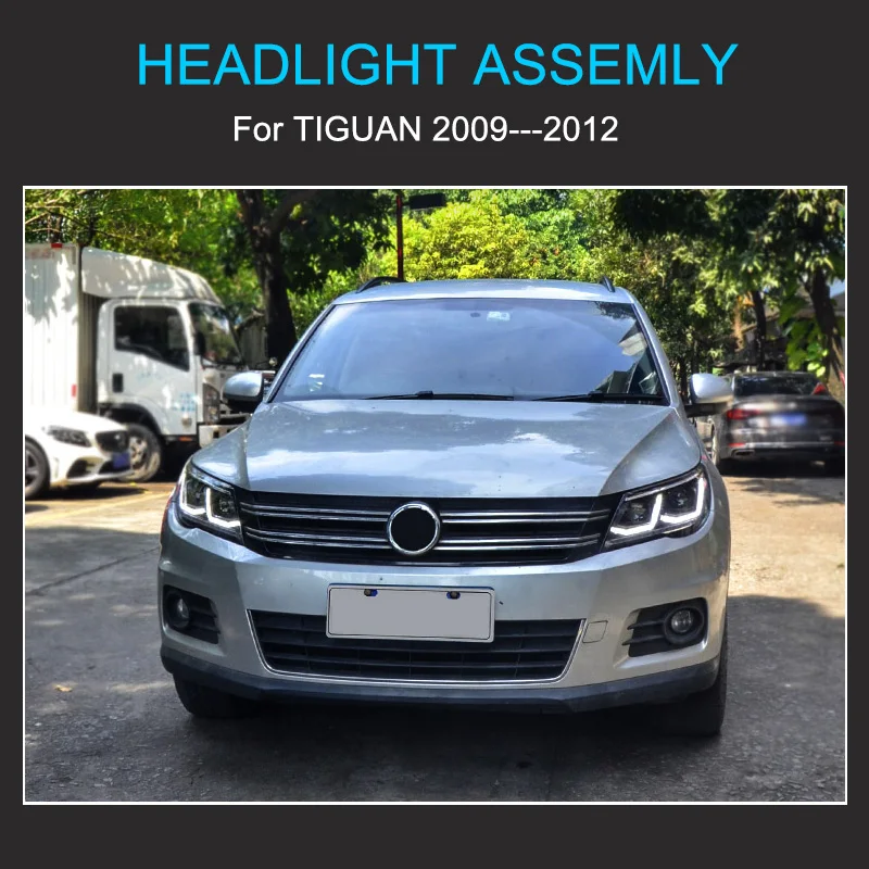 1 Pair Car Headlight Assembly for VW Tiguan 2009-2012 Headlights Plug and Play with LED DRL Dynamic Turning Front Headlights