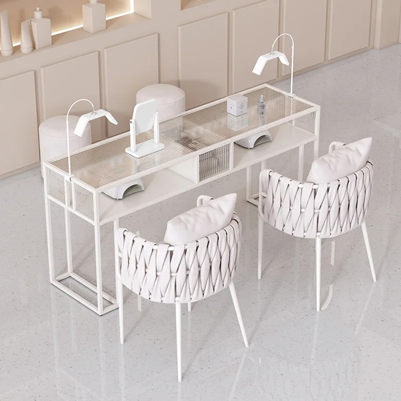 

Nail Art Table And Chair Set Glass Professional Nail Table Manicure Make Up Luxus Beauty Aesthetic Table Manucure Furniture