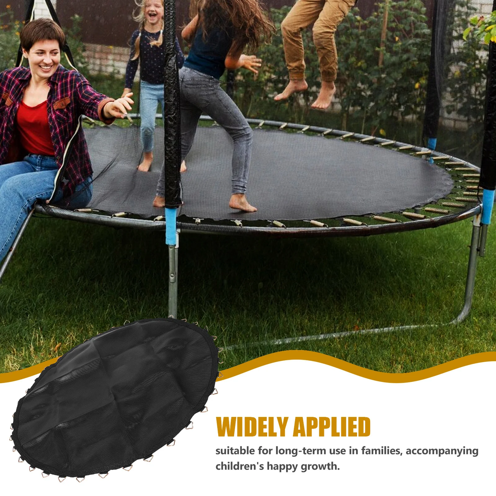 

1.4m Round Trampoline Replacement Mat High Elasticity Jumping Bed with 36 V-Hooks Strong Mesh Cloth for Outdoor Indoor Bouncing