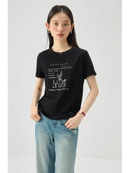 Zziqiao-レディースカジュアルプリント半袖Tシャツ、多用途の魅力的なトップス、ラウンドネック、夏のクリーンアップ、新しい、2024、2024