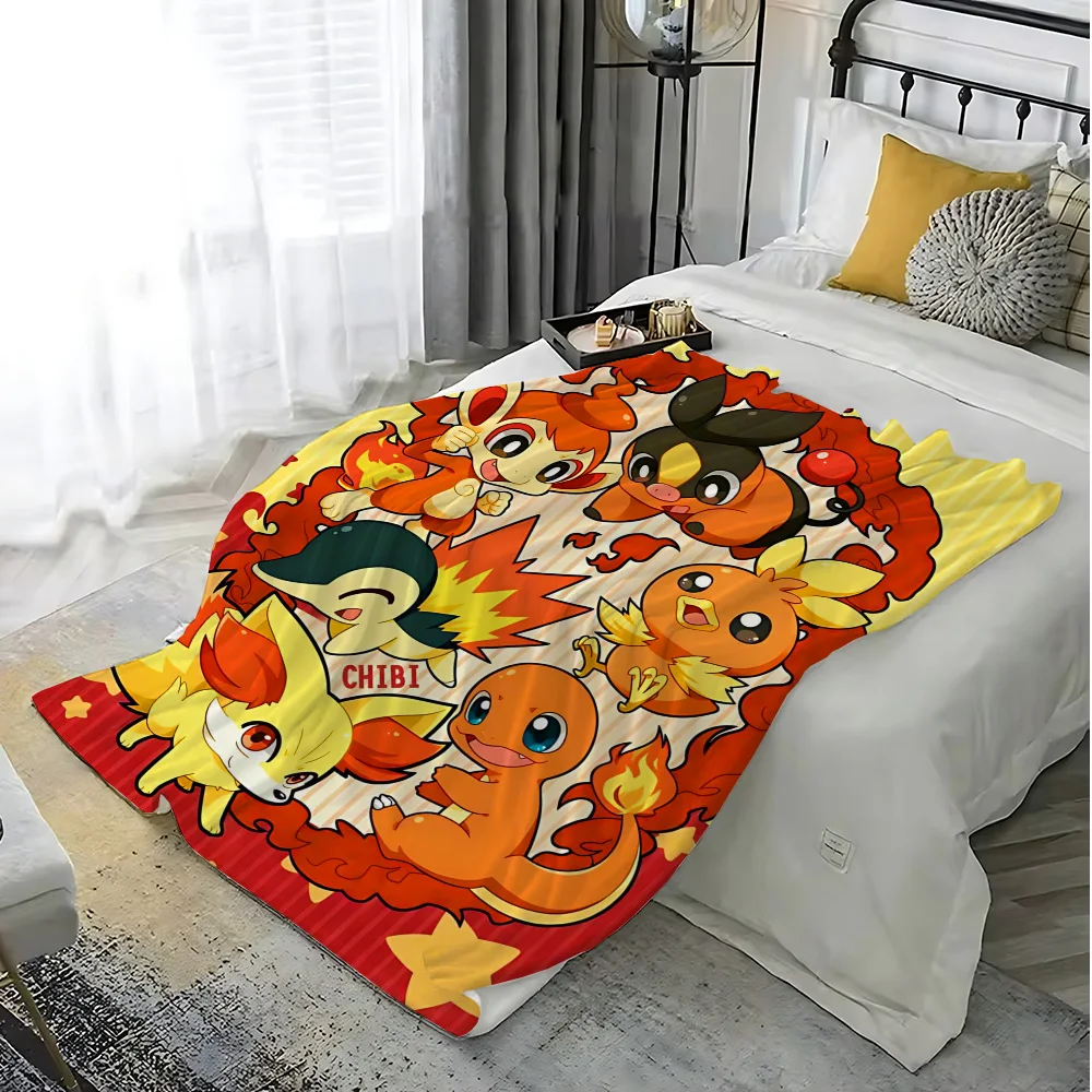 Manta de cojín para sofá, Pokepokes Kawaii de invierno, decoración de dormitorio, colcha en la cama, mantas suaves y esponjosas, manta cálida para el hogar