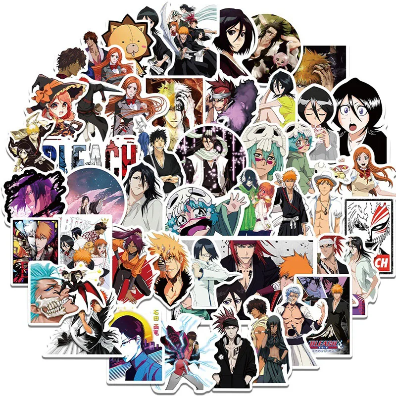 

50PCS BLEACH DIY Cartoon Stickers Phone Trunk Refrigerator Skateboard Waterproof Anime Stickers Anime Figure Image Toys Sticker