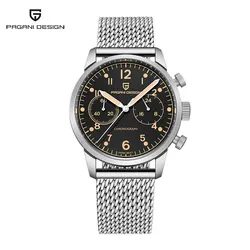 2024 New PAGANI DESIGN Military Style Men's Sport Quartz Watch VK64 Stainless Steel Sapphire Waterproof Chronograph Reloj Hombre