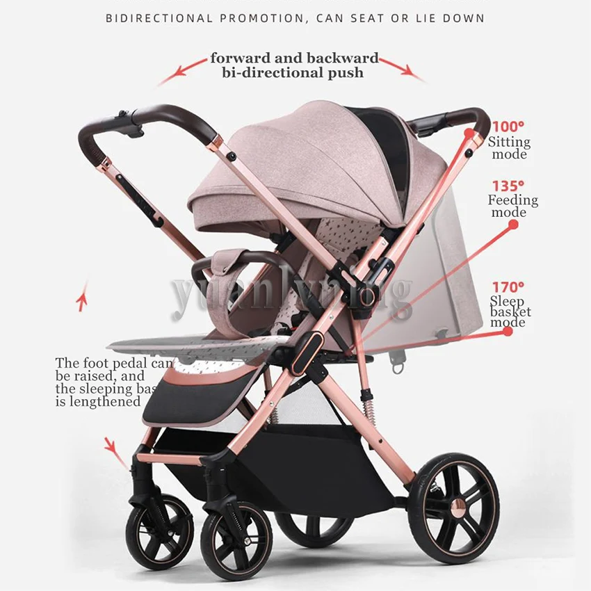 Poussettes légères bidirectionnelles pour bébés et nouveau-nés, poussette portable, mise à niveau