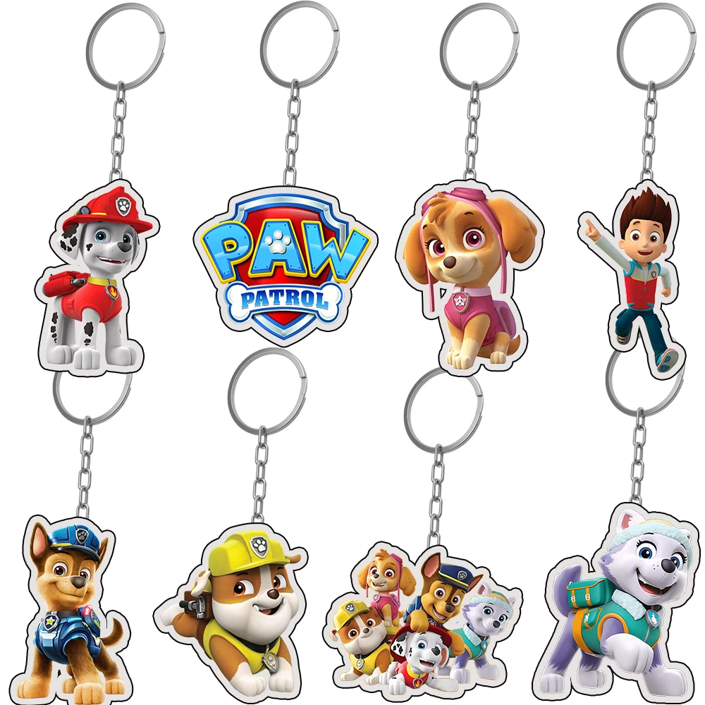 8/16pcs Paw Patrol Keychains Kids Boys Birthday Party Supplies Gift Bag Filler Stuffer School Carnival Reward Party Decoration