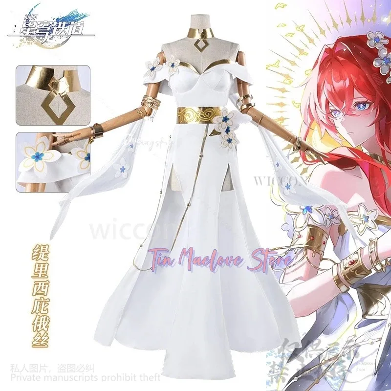 

COSda@Tribios Cosplay Anime Game Honkai: Star Rail Costume Greek Retro White Dress Lolita Red Long Wigs For Girls Women Custom