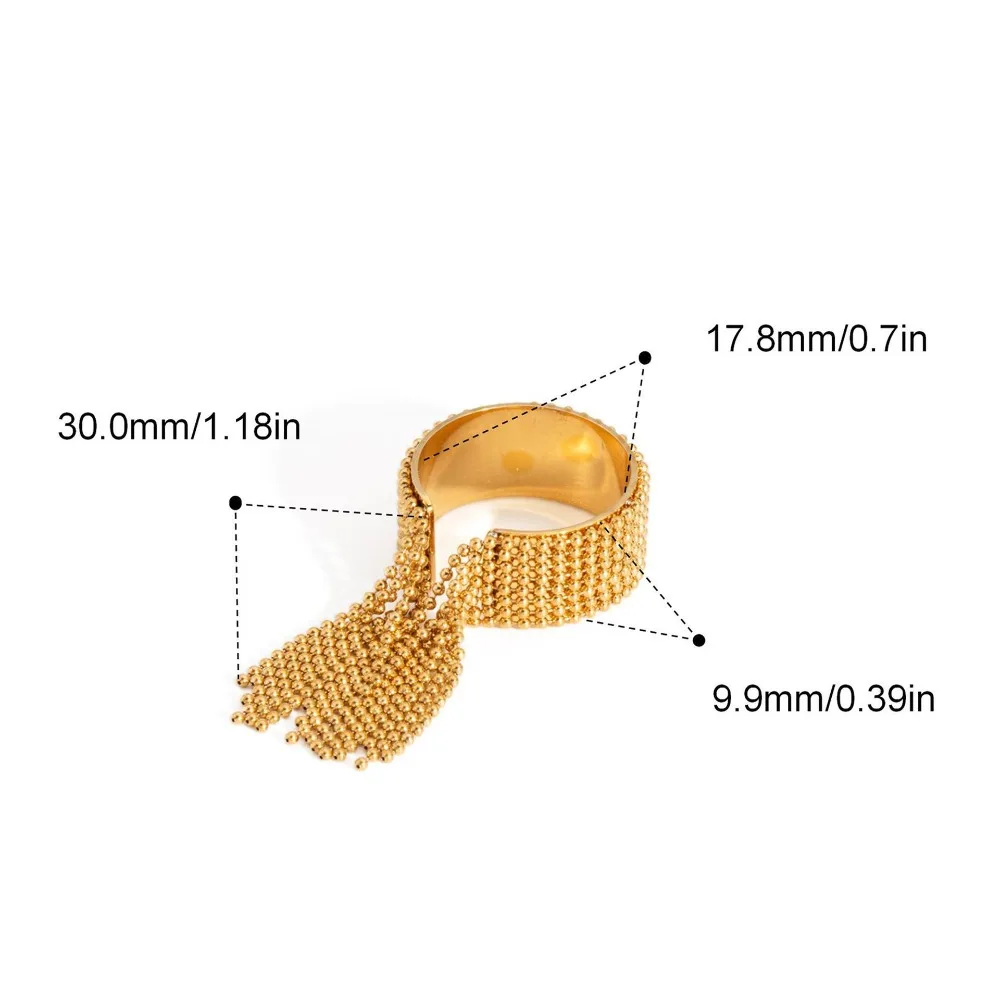 Stainless Steel Finger Ring Gold Silver Stackable Charm Open Rings Chain Tassel Adjustable Chain Ring Jewelry and Accessories