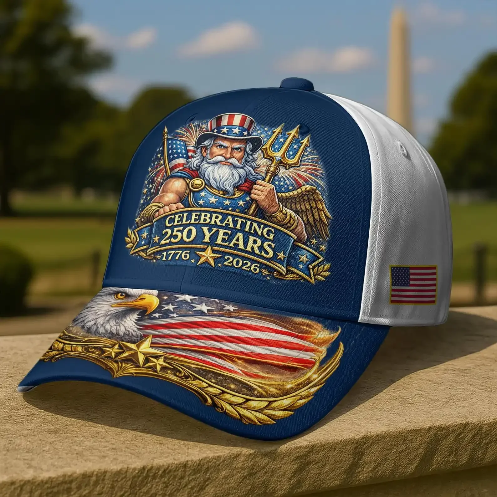 Customization 250th Anniversary USA Cap, 1776–2026 Patriotic Baseball Cap, Eagle Flag Design 4th Of July Hat For Patriots, 250th