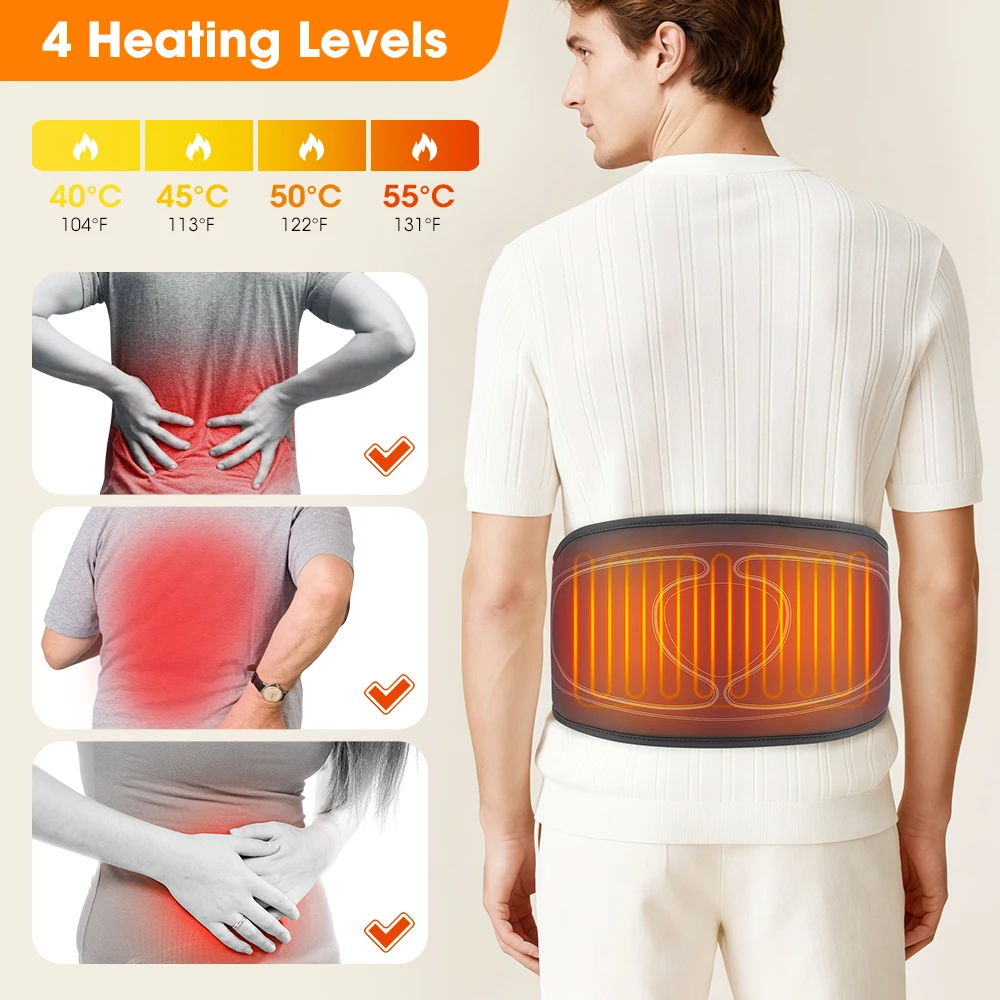 Afbeelding 4: Draadloze luchtdrukmassage-verwarmingsriem, airbag-rugsteun, elektrische vibratie-taillemassager, beste cadeau voor ontspanning van de lumbale spieren.