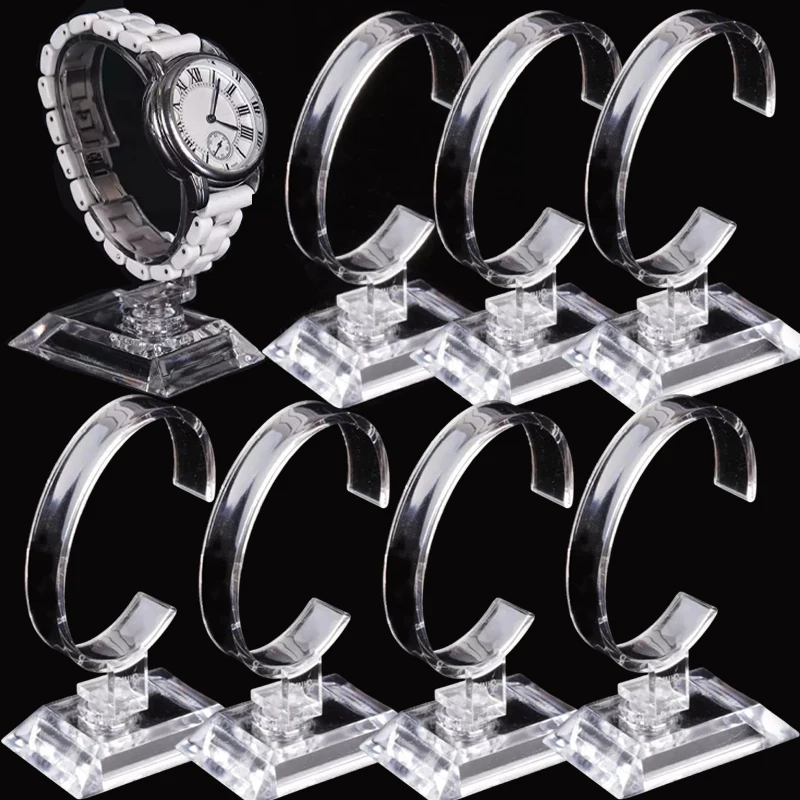 1-10pcs Wholesale Transparent Watch Display Rack C-ring Transparent Bracket Counter Display Rack Watch Bracelet Display Props