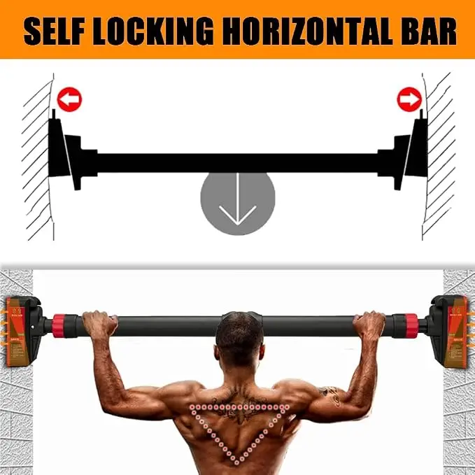Pull Up Bar for Doorway, Strength Training Pull-up Bars, Chin Up Bar, No Screws, With Level Meter and Adjustable Width for Home Gym Upper Body Workout, No Installation Required