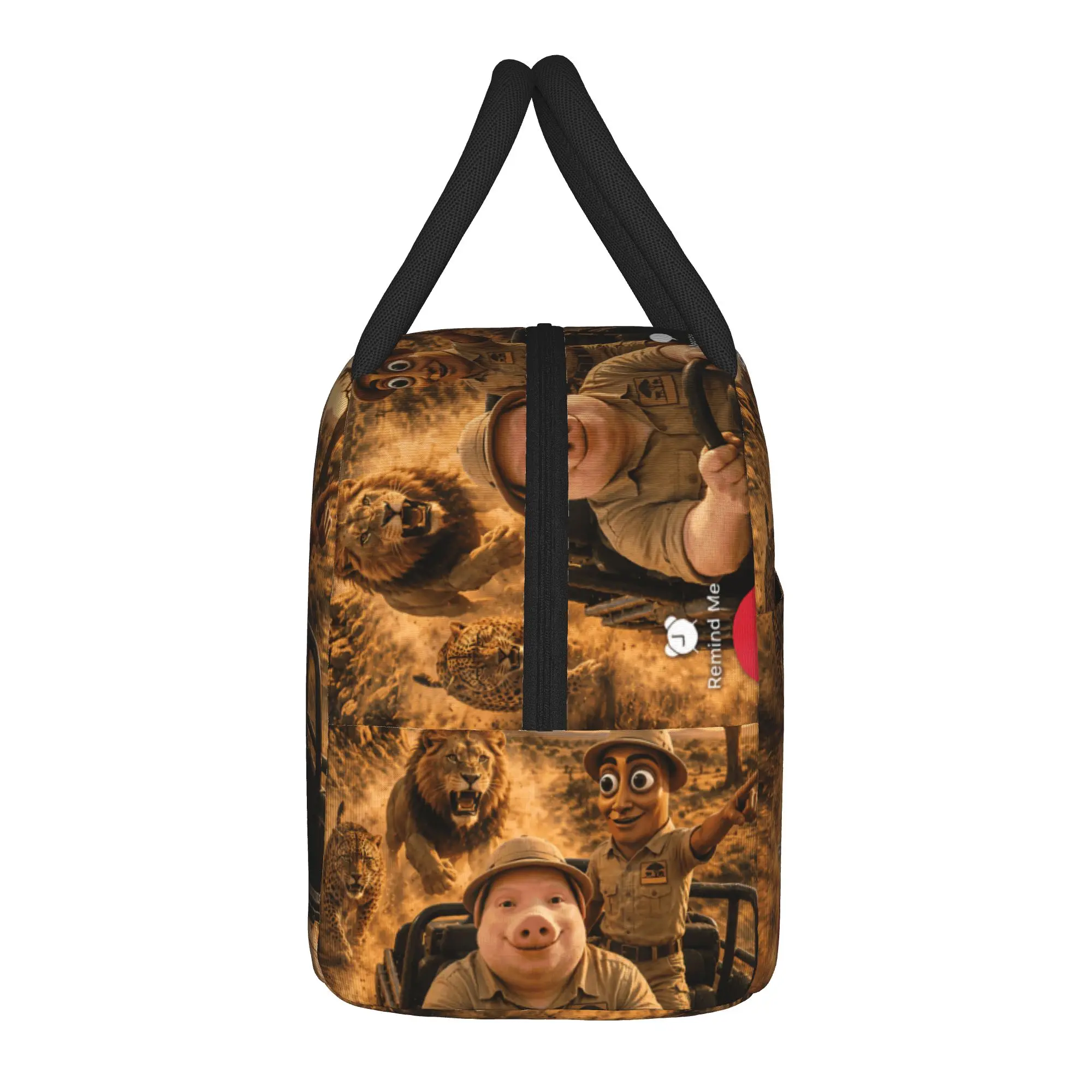 John Pork Tung Sahur Wildlife Adventure African Safari Trip Lunch Bag  Picnic Lunch Box Women Casual Print Thermal Tote Handbags