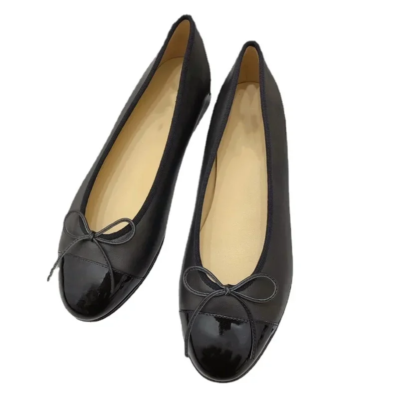 أحذية باليه بفتحة مسطحة للنساء ، قوس برأس مستدير ، رأس مستدير جديد ، الربيع ، من الأسفل