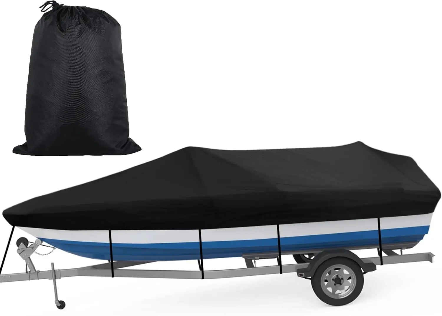 

Boat Cover, All-Weather Mooring for V-Hull Runabouts Outboards and I/O Bass Boats, 14-16ft long and 96in wide