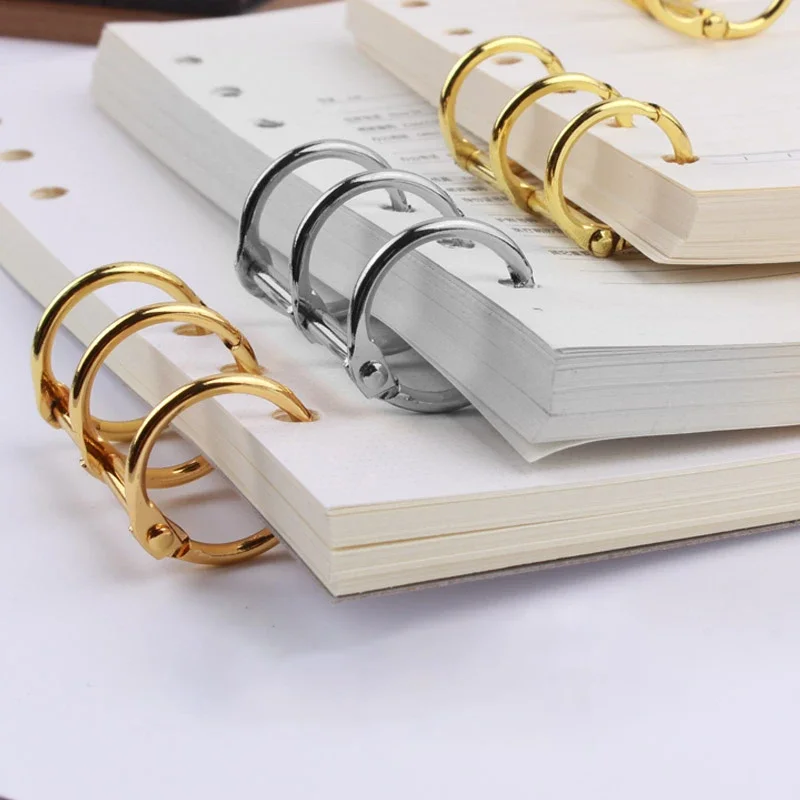 2pcs Metal Loose Leaf Rings 3 Rings Binder Clips DIY Photo Album Circle Clips Desk Calendar Notebook Binder Ring Office Supplies