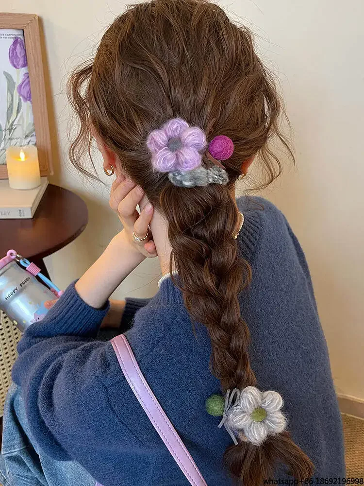Plush Taro Purple Flower Hair Band Gentle Girl Hair Rope Sweet Wind Small Fresh Atmosphere 2025 New