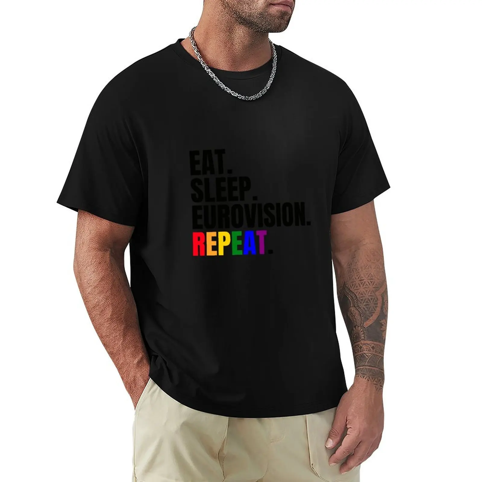 

Eat Sleep Eurovision Repeat - Eurovision Pride T-Shirt Summer Holiday T-Shirt